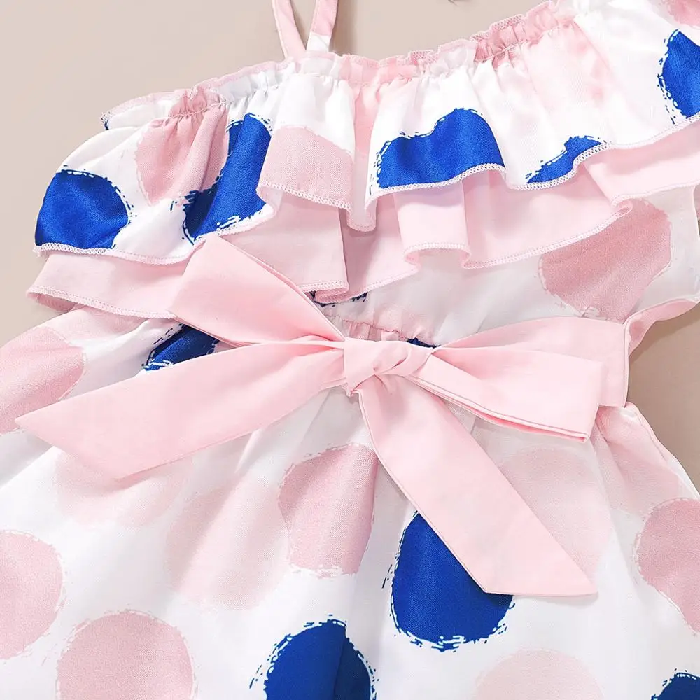 2020 metų Vasaros New Baby Girl Dress Mielas Dot Rankovių Naujagimių Bowknot Suknelė su Lankelis Nustatyti Princesė Baby Girl Šalies Drabužių
