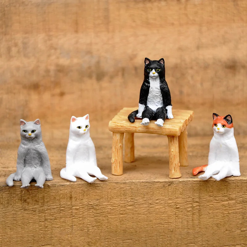Mados 6Pcs Katė Lėlės Vaikų Žaislai Mielas Mini Pvc Gyvūnų Modelio Veiksmų Skaičius, Animacinių filmų Kūrybos Katės Papuošalai Dovanos