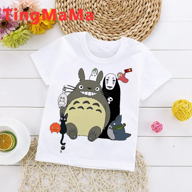 Totoro Atkakli Toli Studio Ghibli berniukai, kids didelis nerimauti drabužius t-shirt grafikos dizaineris animacinių filmų enfant filė drabužiai mergaitėms
