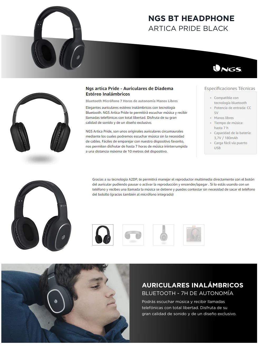 NGS Artica Pasididžiavimas-lankelio laisvų rankų įrangą, audio aparatūrą, wireless, Bluetooth, su mikrofonu, 7 valandų autonomija, hands-free