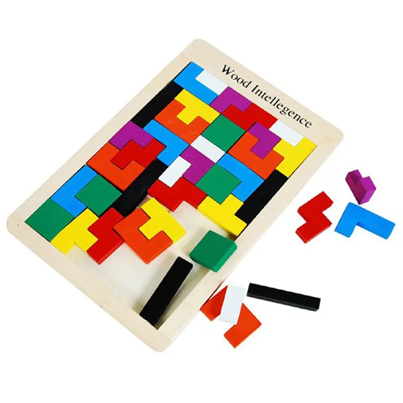 Vaikai Mediniai Tetris, Dėlionės, Žaislų, Spalvingos Dėlionės Valdybos Montessori Žaislai Vaizduotę Intelektinės Švietimo Žaislai Vaikams, Gif