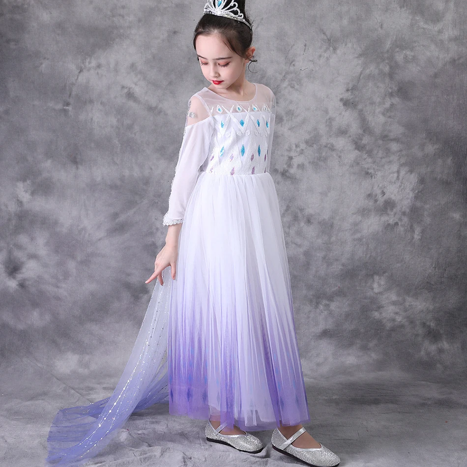 Vaikai Elsa Balta Suknelė Mergaitėms Sniego Karalienė 2 Snaigės Kostiumo Vaikas Princesė Šalis Dress Up Frocks Bamblys Vaikų Dienos Komplektus