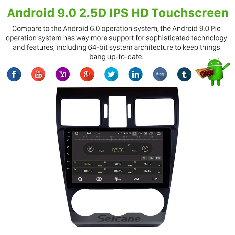 Seicane 9 colių HD Android 10.0 Wifi Automobilio Radijo Garsas Stereo GPS Galvos Vienetas Multimedijos Grotuvo Subaru Forester m. m. 2016 m.