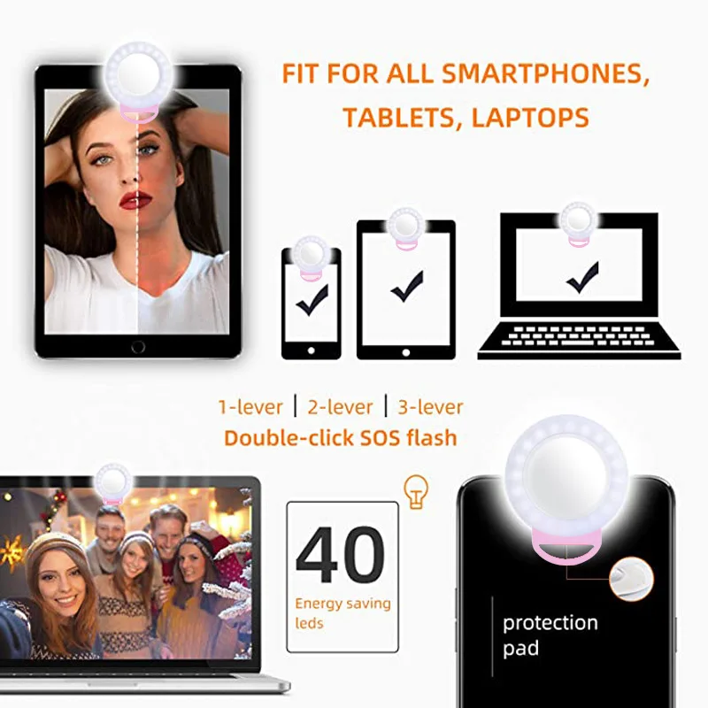 Telefonas RGB Selfie LED Šviesos Žiedas Su Makiažo Veidrodėliai Mobiliojo Telefono Spalvinga Ringlight Įkrovimo Įrašą Flash Užpildyti Apšvietimas