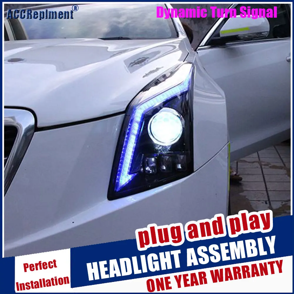 -2019 Naujas Dinamiškas Posūkio Signalo Žibintas Automobilių Optikos Dėl Cadillac ATSL Žibintai Objektyvas Visi LED Žibintai NKL