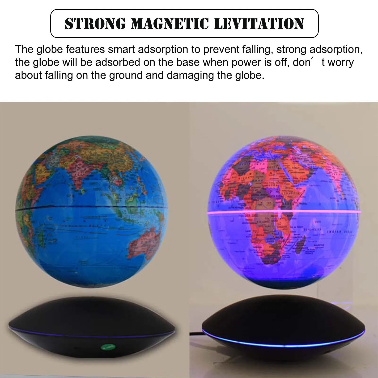 6 Colių Magnetic Levitation Plaukiojantis Rutulio Pasaulio Žemėlapį Namie Sukasi Šviesos Kūrybos Baldai, Biuro Baldai, Dovanos