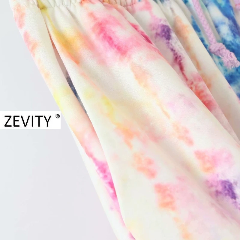 Zevity Naujas Moterų mados spalvingas kaklaraištis dažyti tapybos tiesios kelnės femme elastinga juosmens laisvalaikio Kelnės prašmatnus kišenių kelnės P895