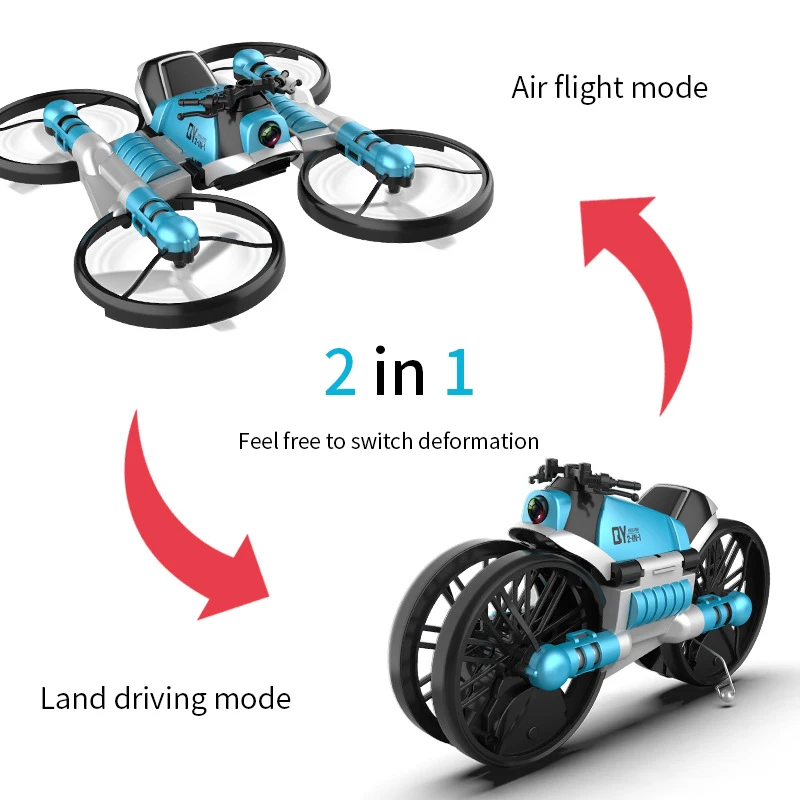 WiFi FPV RC drone skristi Motociklo žemės ir oro 2 in 1 RC Sraigtasparnis Su hd kamera gestų kontrolės Aukščio Laikyti RC Quadcopter žaislas