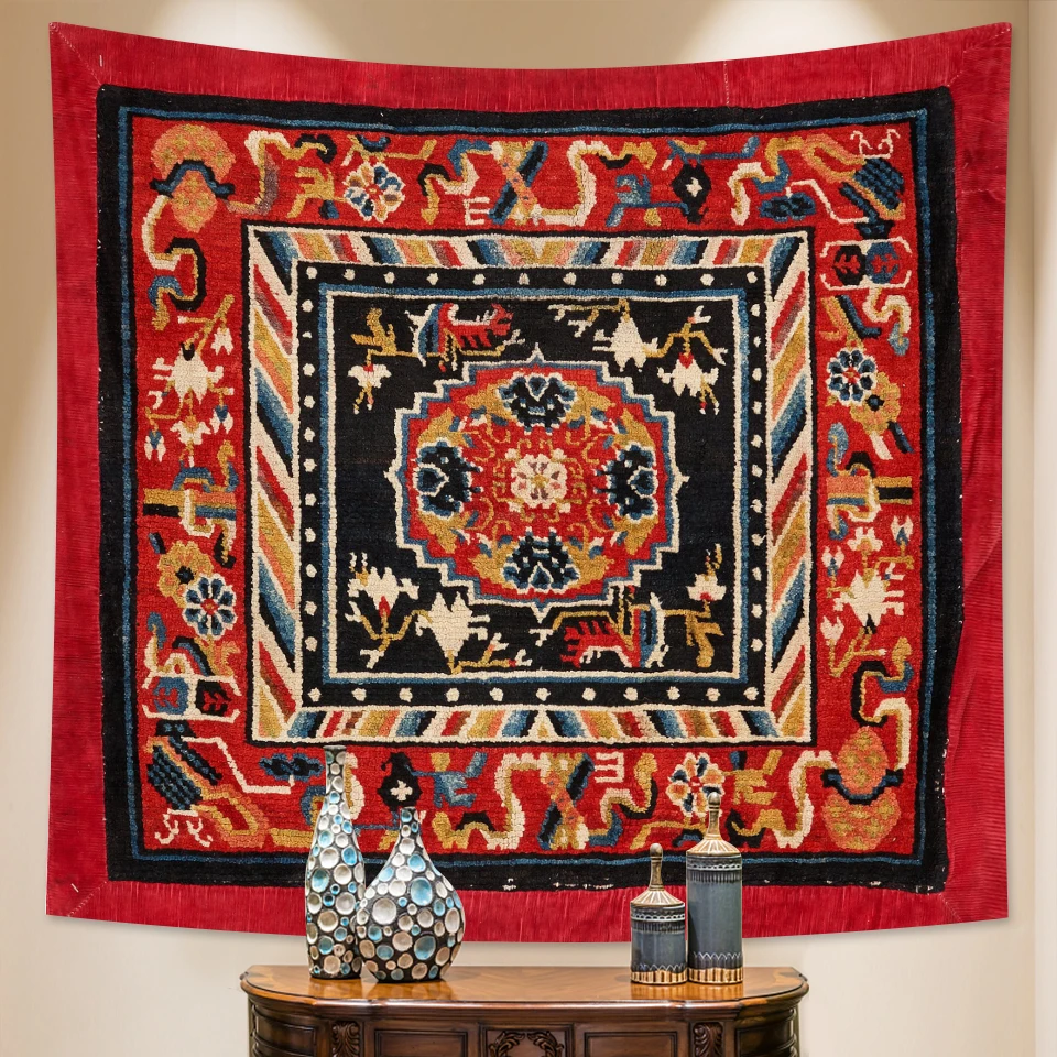 Retro geometrinis modelis, namų apdaila gobelenas Mandala sienų apdailai raganavimas Hipių Bohemijos dekoratyvinis lapas jogos kilimėlis
