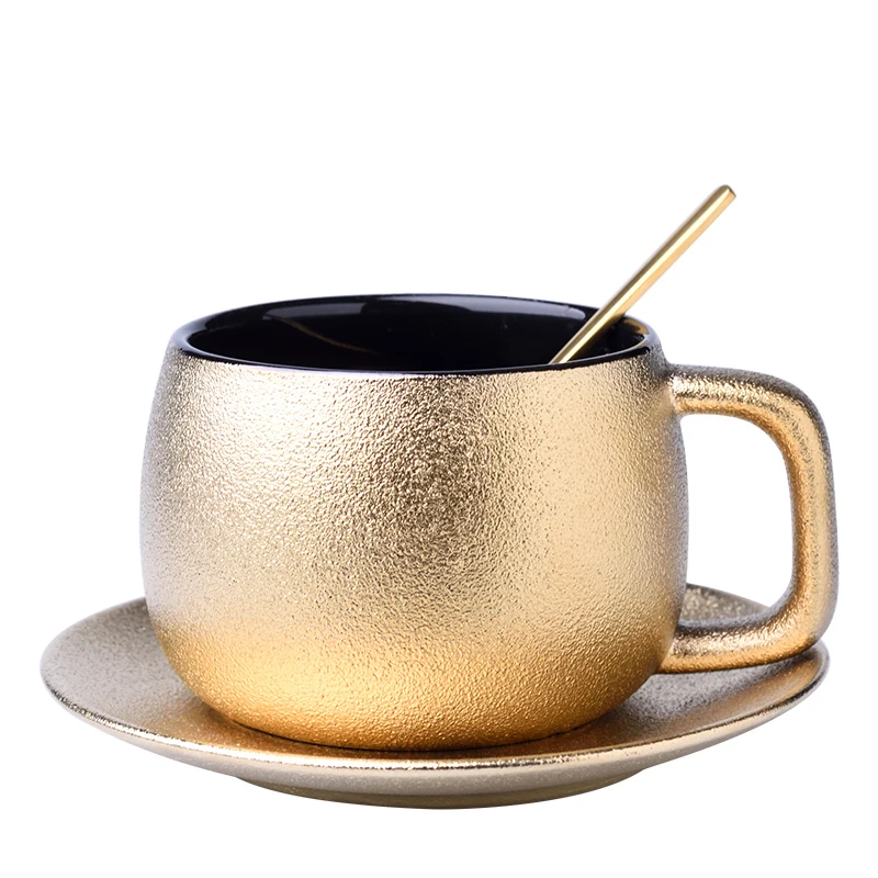 Dubajaus Prabanga Aukso Kavos Puodeliai Lėkštė Rinkiniai Tauriųjų Aukso Keramikos Matinio Popietę Teacup Espresso Puodelis Tazas Puodelio Nemokamai Šaukštelis