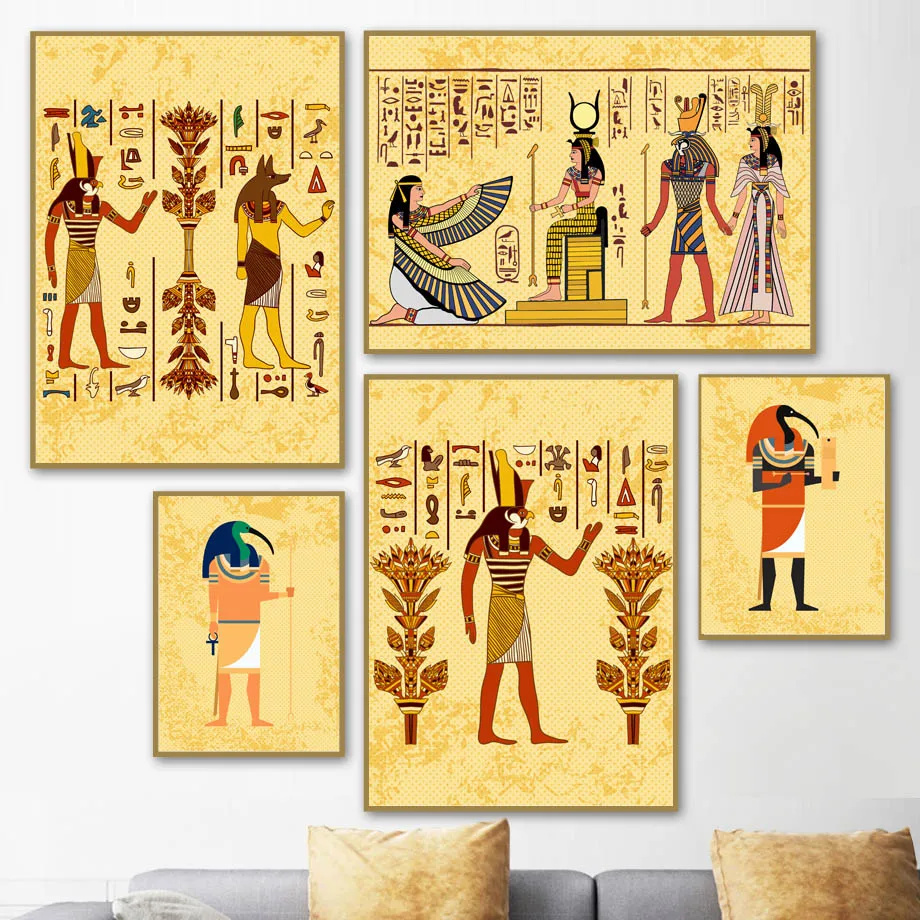 Egipto Piramidės Freskos Karalienė Kleopatra Sienos Meno Tapybos Drobės Šiaurės Plakatai Ir Spausdina Sienos Nuotraukas Gyvenimo Kambario Dekoro