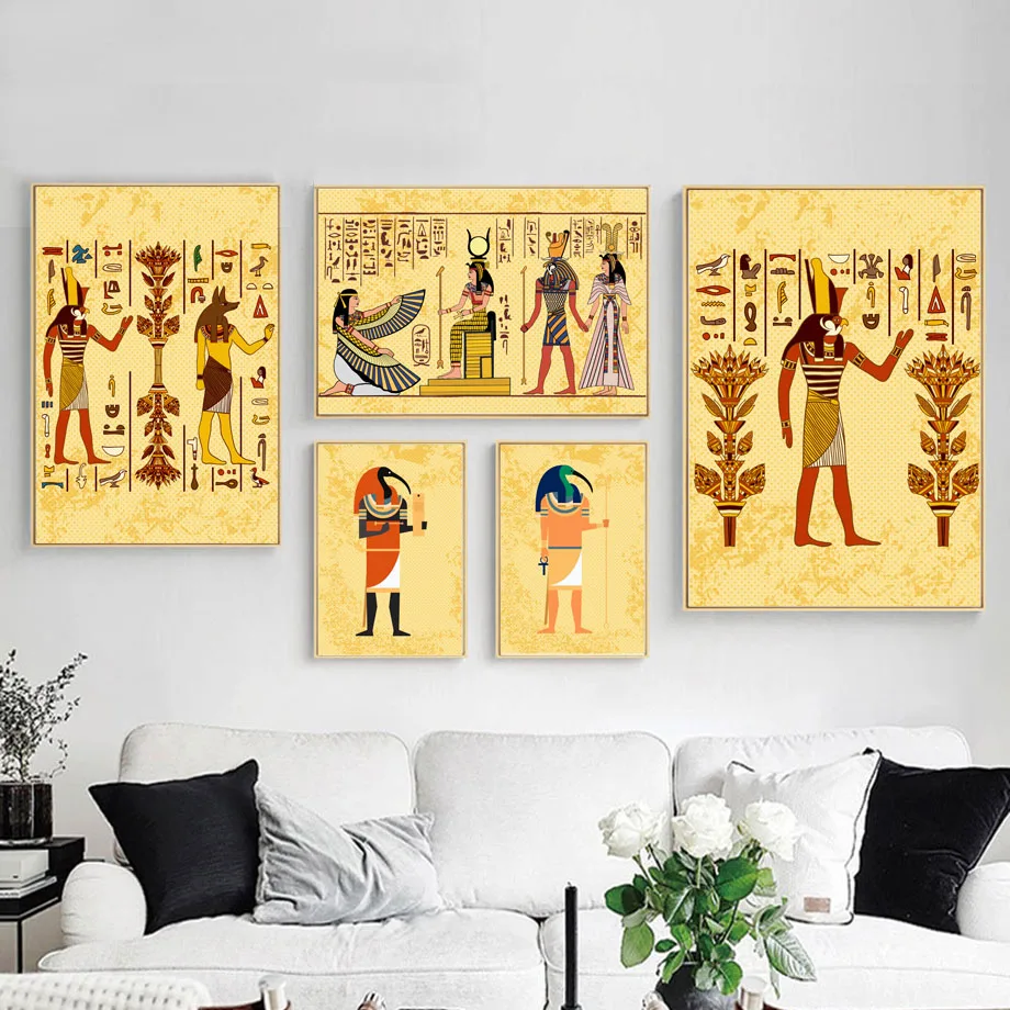 Egipto Piramidės Freskos Karalienė Kleopatra Sienos Meno Tapybos Drobės Šiaurės Plakatai Ir Spausdina Sienos Nuotraukas Gyvenimo Kambario Dekoro