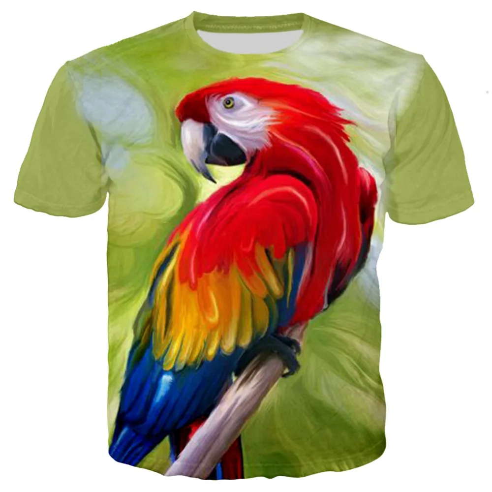 Papūga Povas Marškinėliai Vyrams, paplūdimio Gėlių Marškinėlius Hip-Hop Tee gyvūnų brid 3d Print T-shirt Cool moterų Drabužių Atsitiktinis Viršūnes plius 7XL