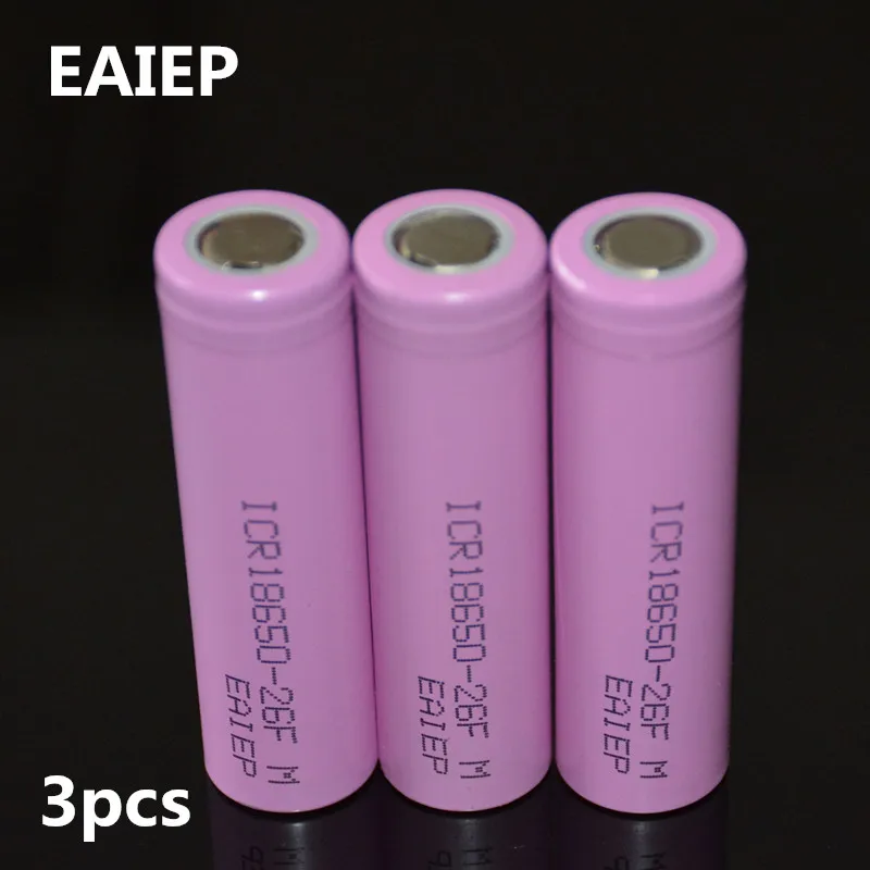 EAIEP originalus 18650), 3,7 V ličio jonų 2600mAh baterijos įkrovimo baterija (akumuliatorius ICR18650-26F saugos baterija elektroninių cigarečių powe