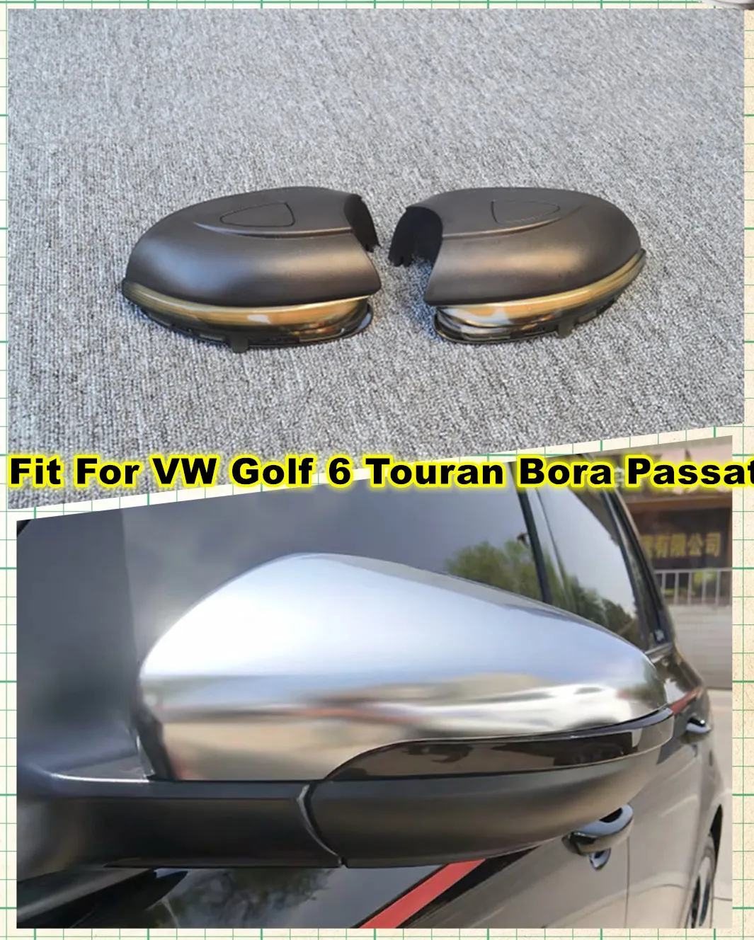 VW Golf MK6 GTI 6 Dinaminis Indikatorių Pusės Veidrodėlis rodiklis Volkswagen Touran 11-15 Bora 13-15 Passat LED Posūkio Signalo Lemputė