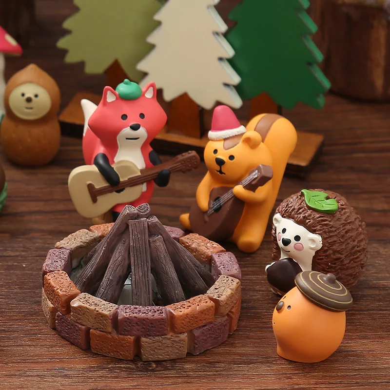 6 rūšių kawaii mielas animacinių filmų gyvūnų fox lokys voverė, Ežys Santa Claus naujųjų metų duomenys miniatiūrinės figūrėlės Kalėdų dovanos