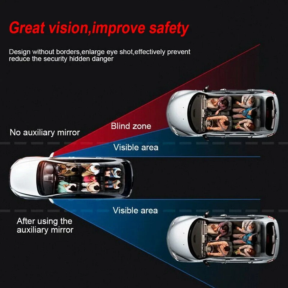 1 Pora aklojoje Veidrodžių Plataus Kampo Veidrodis 360 Laipsnių Reguliuojamas Išgaubti išoriniai Veidrodėliai, Automobilių veidrodėliai Visiems Universalios Transporto priemonės