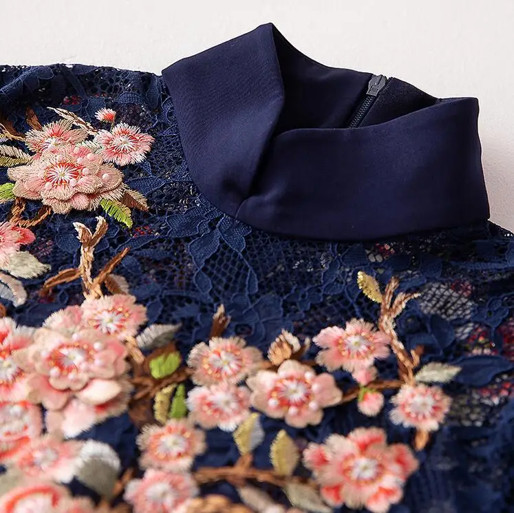 Embro Malūnas High-end Rudens žiemos Qipao Kinijos stilius derliaus siuvinėjimo mėlyna/raudona elegantiška panele cheongsam slim šalis suknelė S-XXL