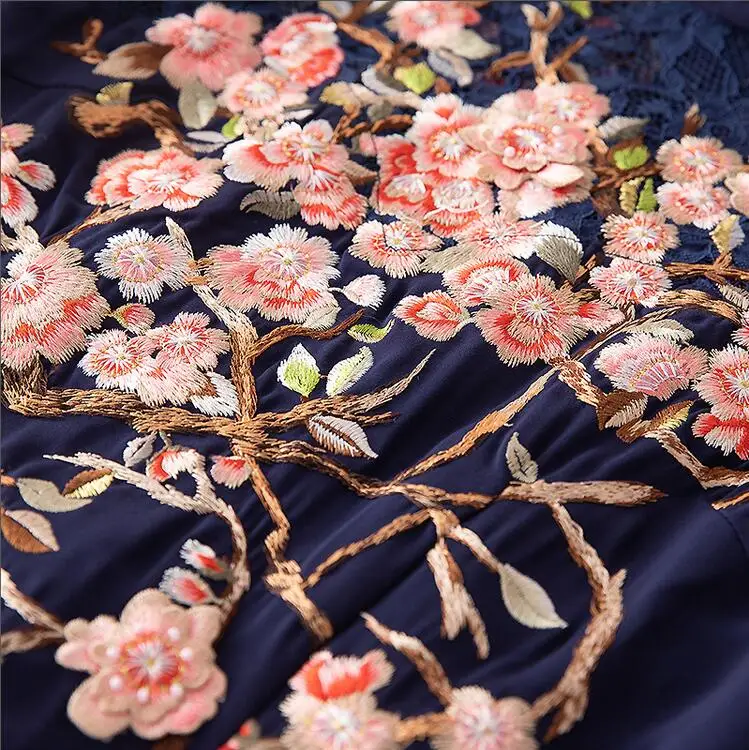 Embro Malūnas High-end Rudens žiemos Qipao Kinijos stilius derliaus siuvinėjimo mėlyna/raudona elegantiška panele cheongsam slim šalis suknelė S-XXL