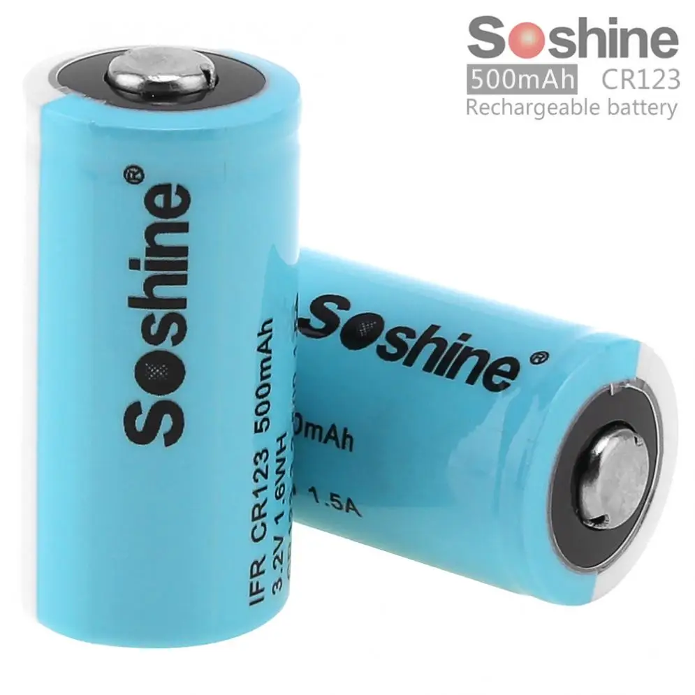 2vnt/daug Soshine IFR CR123 3.2 V 500mAh LiFePO4 Įkraunama Baterija su Mažai Save Išleidimo Žibintuvėlį / priekinis Žibintas / Fotoaparatas