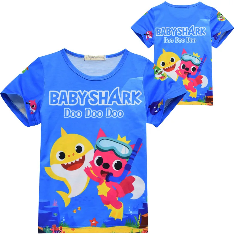 2020 m. Vaikų Vasaros T-shirt Animacinių filmų Ryklys Spausdinti trumpomis Rankovėmis T-shirt Baby Trumpas Rankovės Viršuje berniukams trumpomis rankovėmis viršūnes