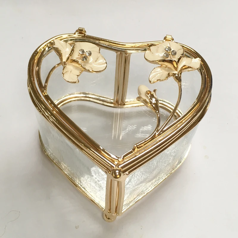 Kūrybingi gimtadienio dovana Europos stiklo papuošalų dėžutė Meilė širdies formos Vestuvinį Žiedą Turėtojai Magnolija mergaitės saugojimo dėžutė