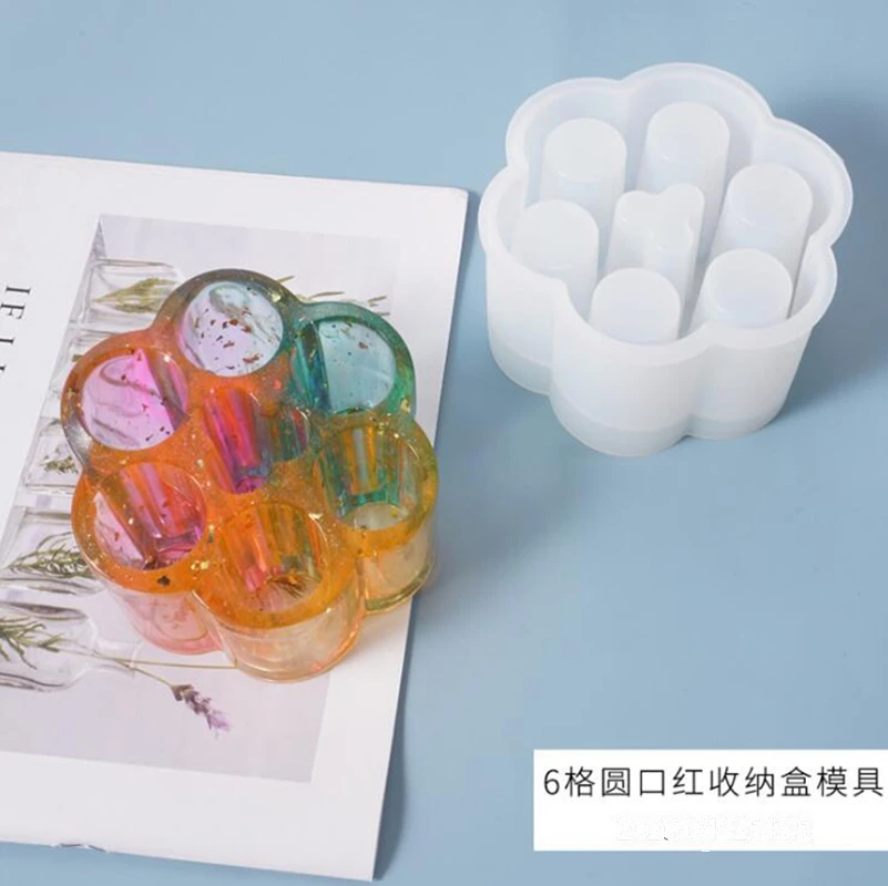 Naujas skaidraus silikono sluoksnį dervos 6 tinklelis turas lūpų Gėlių lange švytuoklės pelėsių epoksidinės dervos saugojimo dėžutė pelėsių