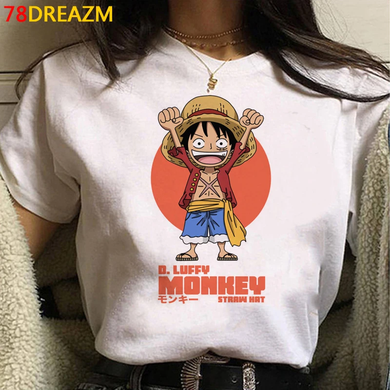 Kawaii Vienas Gabalas Luffy Marškinėliai Moterims Juokingas Animacinių filmų Vasaros Viršūnes T-shirt Harajuku Japonų Anime Grafikos Tees Unisex Marškinėlius Moteris
