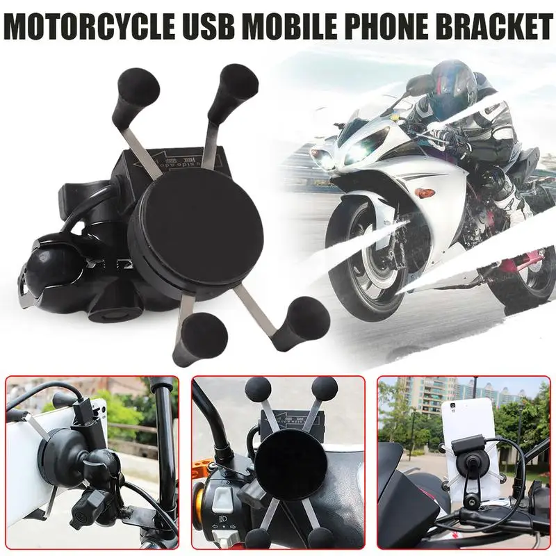 Telefono Laikiklis Motociklo USB Įkrovimo Laikiklis Universalus 360 Laipsnių Reguliuojamas Dviratį Dviračių Motorinių Veidrodis Rankena Rankena