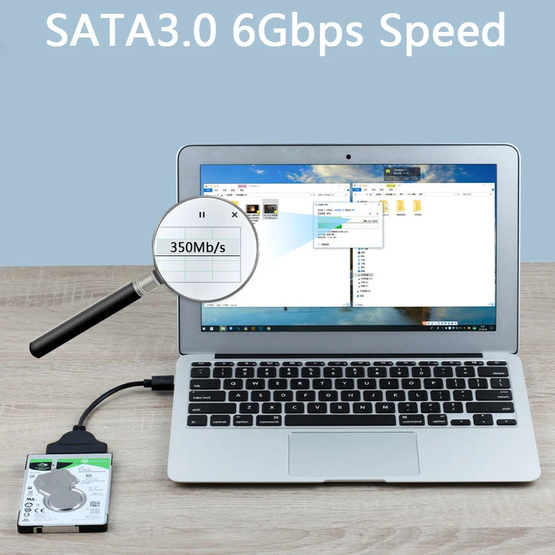 Naujos USB 3.0 prie SATA Adapteris Keitiklis Kabelis 22pin SATAIII SATA3.0 USB3.0 SATA 3 Adapteriai ASM1053e Mikroschemą 2.5