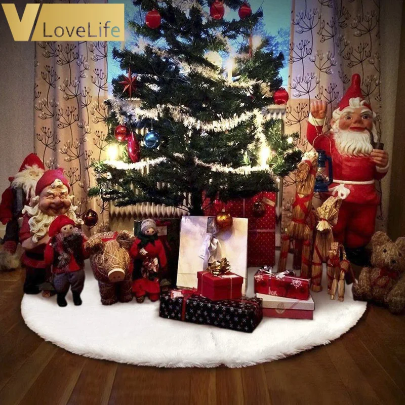Kalėdų Eglutė, Sijonai, Baltos spalvos Dirbtiniais Kailiais Kalėdų Medžio Apdaila Linksmų Kalėdų Prekių Naujųjų Metų Namo Lauko Dekoro Kalėdų Eglutės puošimas