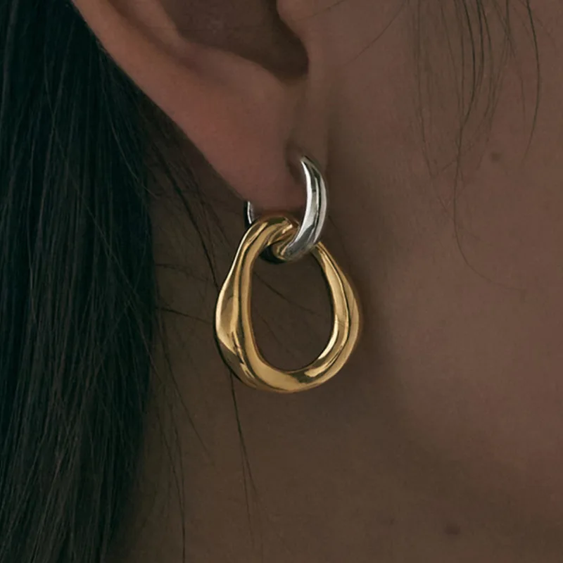 Europos ratą auskarai moterų retro dviejų spalvų auskarai 925 sidabro pin auskarai nuimamas dizaino prasme auskarai papuošalai ins
