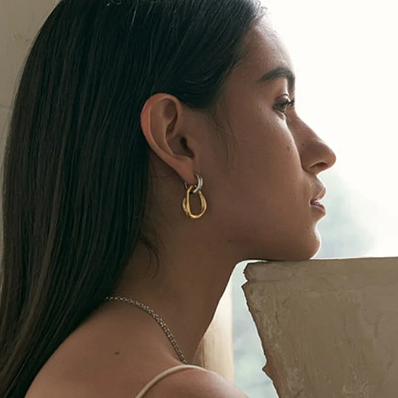 Europos ratą auskarai moterų retro dviejų spalvų auskarai 925 sidabro pin auskarai nuimamas dizaino prasme auskarai papuošalai ins