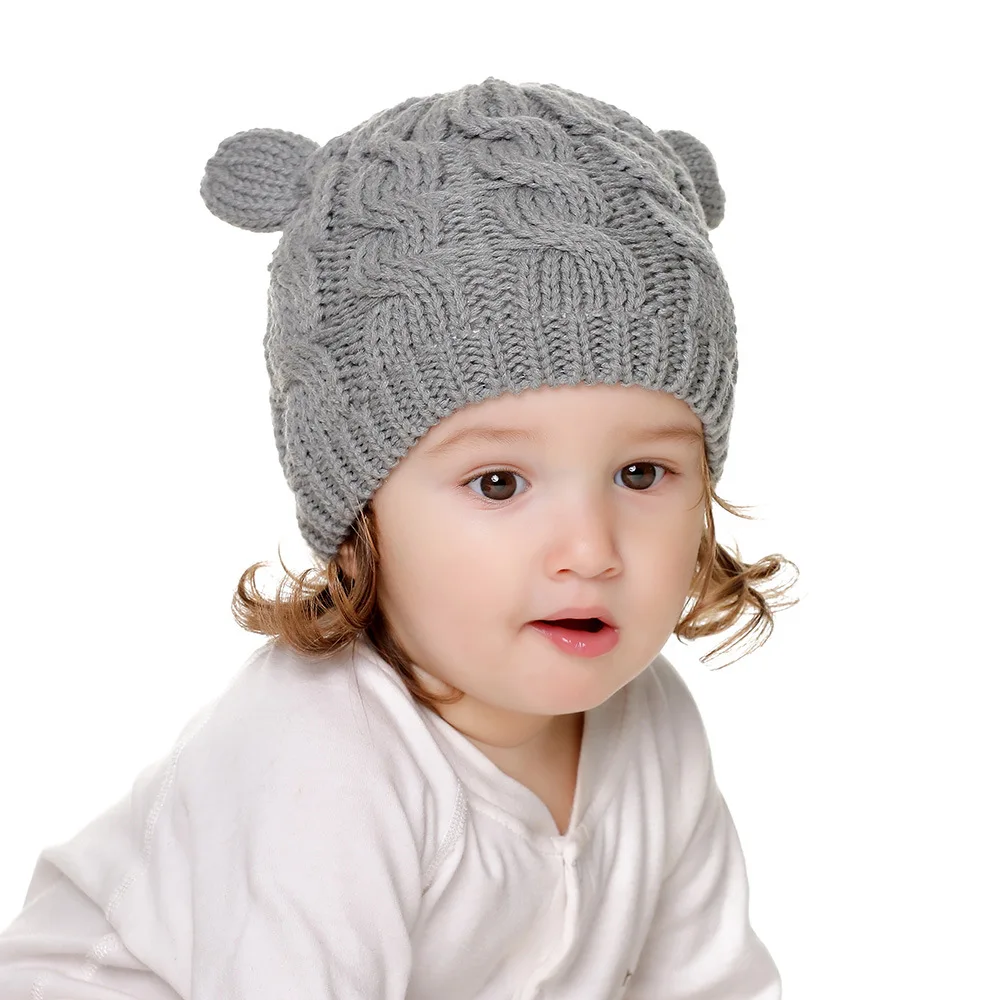 2020 Naujas Stilius Baby Megzti Skrybėlę Rudenį, Žiemą Šilta Kepurės Pirštinės Nustatyti Vaikų Mielas Mažas Ausies Formos, Vyrams, Moterims, Kūdikiams, Vaikiška Kepuraitė 3Pcs