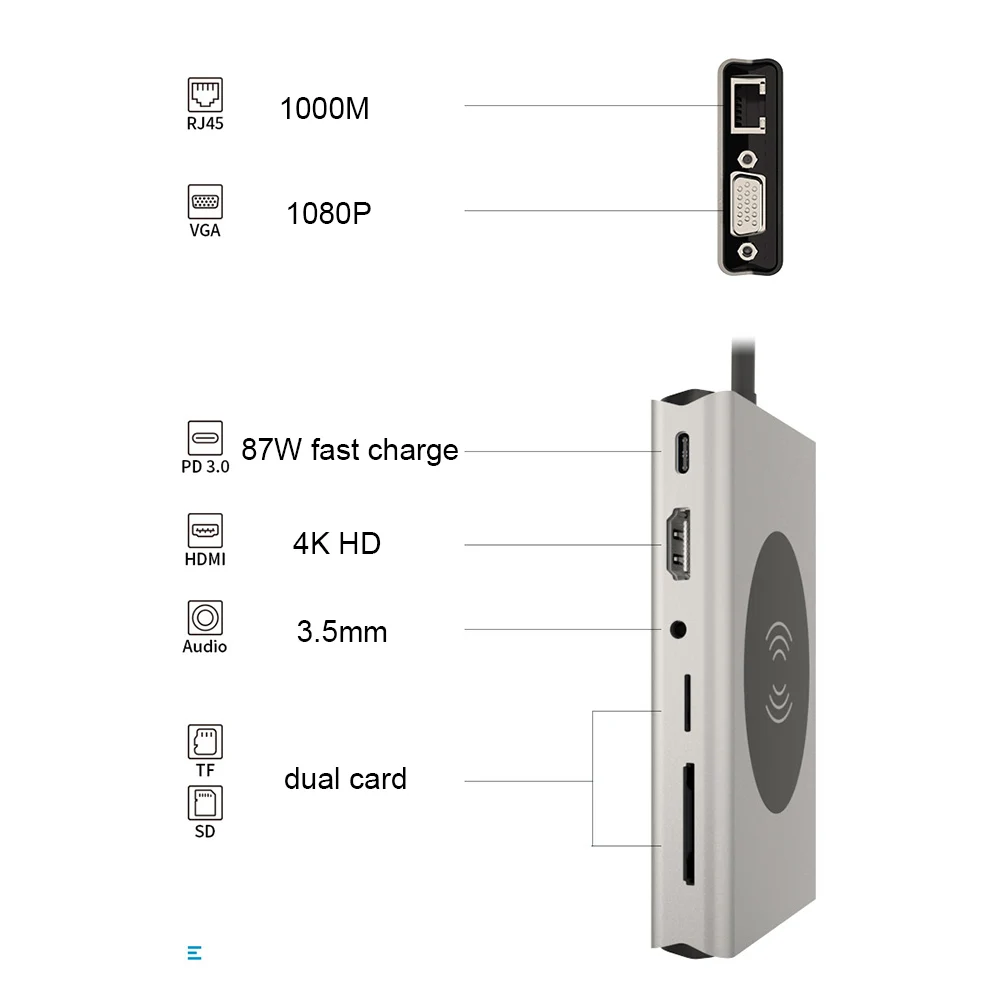 USB 3.1 Tipas-C USB Ethernet USB 3.0 RJ45 Hub 10/100/1000M Ethernet Adapteris, Tinklo plokštė, USB Lan 