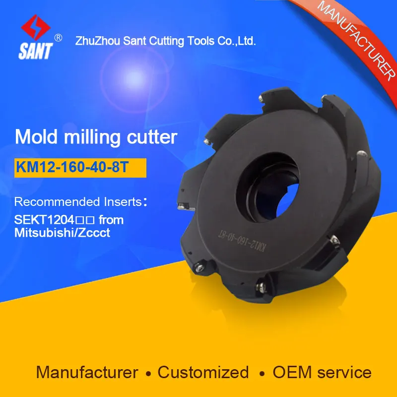 Zhuzhou Sant Veido Frezavimo Cutter KM12-160-40-8T už karbido Įdėklai SEKT1204