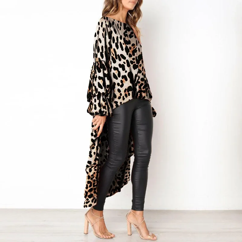 Nereguliarus Leopard Suknelė Moterims 2018 Vestidos Rudenį Ilga Suknelė Streetwear Ponios Žibintų Rankovės Žiemos Seksualus Suknelės