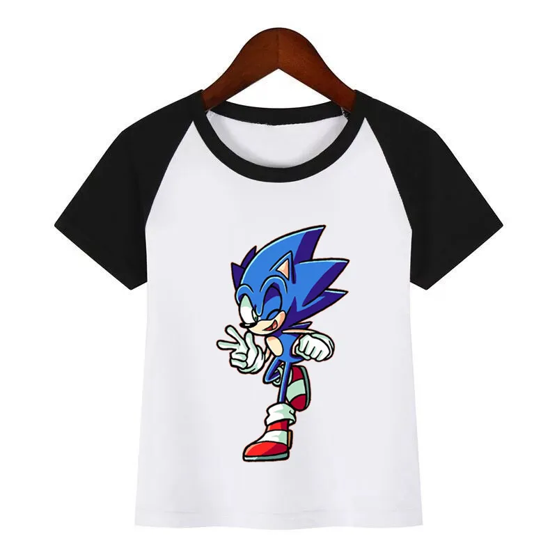 Berniukų, Mergaičių, Sonic The Hedgehog Juokingi marškinėliai Vaikams Vasarą, O-Kaklo Viršūnes Vaikams, Cartoon Marškinėlius vaikiški Drabužiai