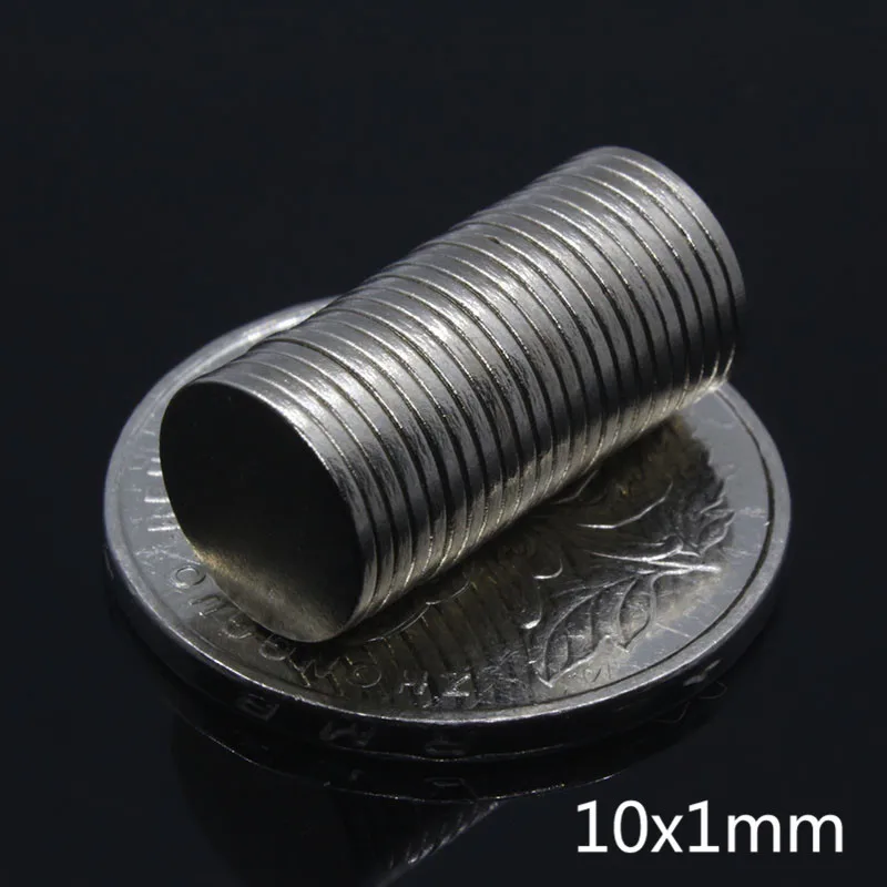 50Pcs Mini Neodimio Magnetas Plonas Diskas 10x1mm Maži, Apvalūs N35 Nuolatinis NdFeB Super Stiprūs, Galingi Magnetai, Magnetinio Disko Kra