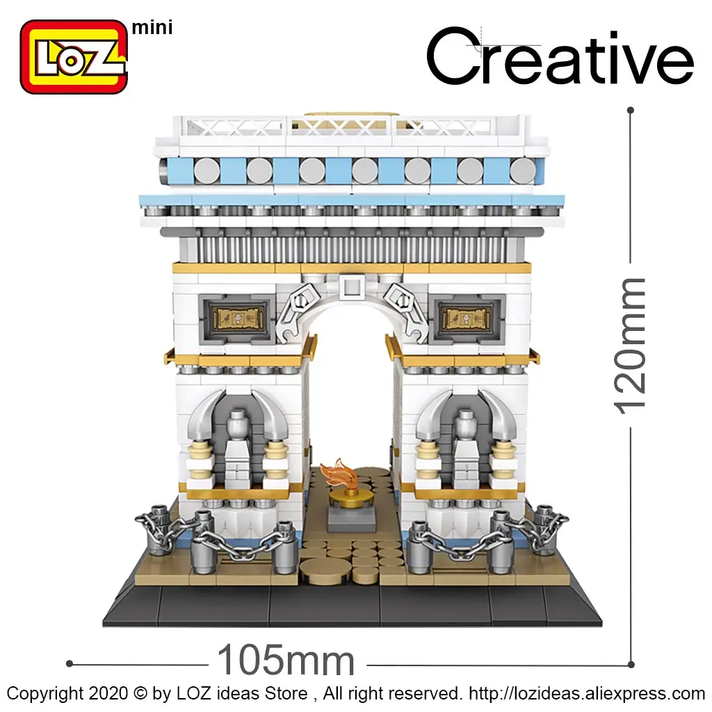 LOZ Mini Blokas Mini Gatvės Miesto Arc de Triomphe mini smulkių statybinių blokų pastato modelio apdailos įspūdį surinkti žaislai 