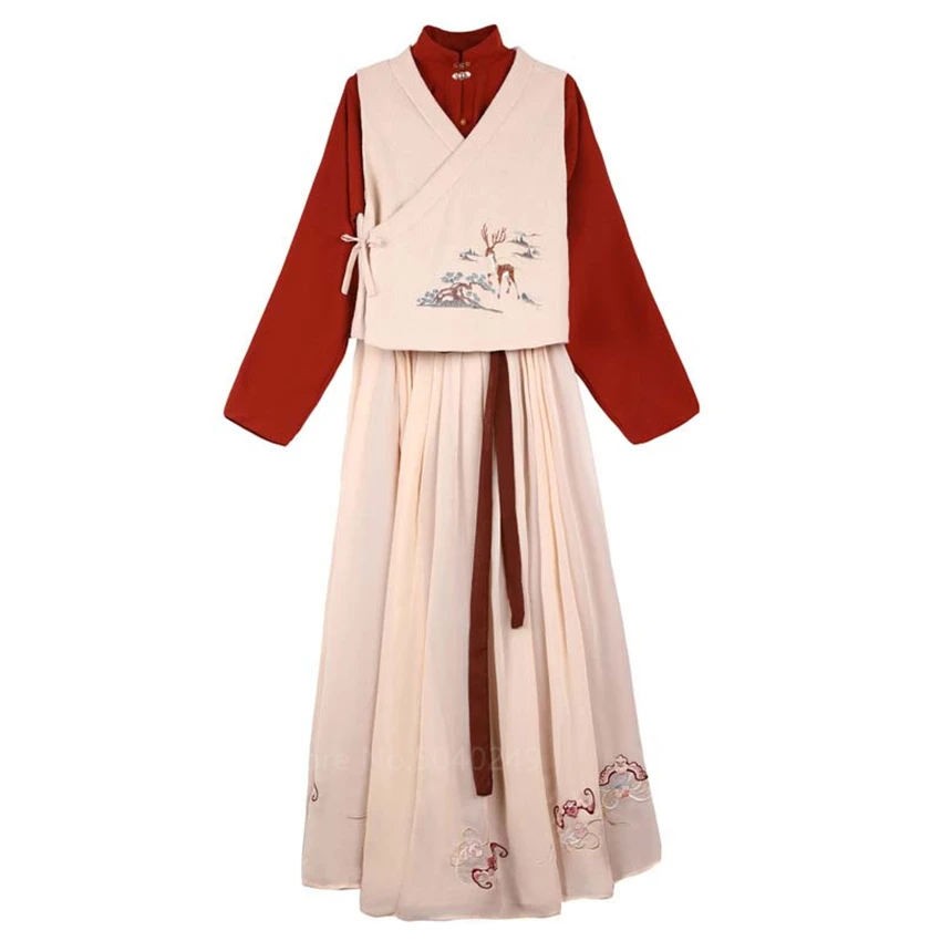 Japonų Kimono Azijos Drabužių Moterims, Merginoms, Literatūros ir Meno Šviesą Siuvinėjimo Gėlių Kolegija Stiliaus Marškinėliai, Ilgas Sijonas Saldus Sijonas
