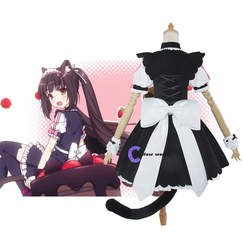 2020 Naujų Anime Nekopara Cosplay Perukai Chocolat ir Vanilės Kostiumas Moterų Dresss Nekopara Tarnaitė Vienodas Helovinas Rodyti Sijonas