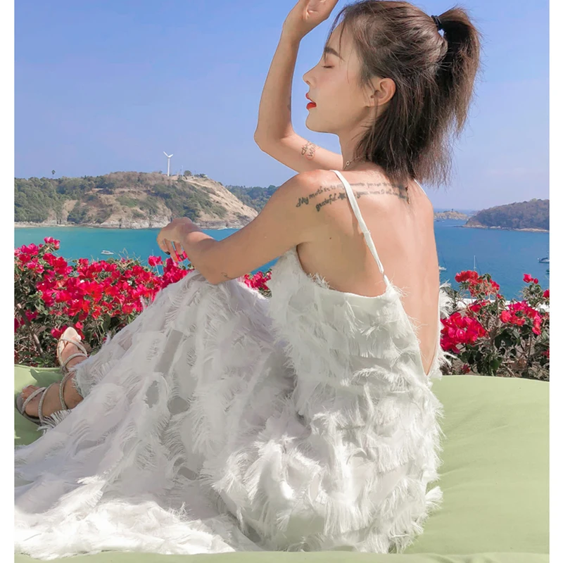 Bohemijos Plunksnos Baltos Spalvos Suknelė Seksualus Off Peties Tvarstis Suknelės V Kaklo Moterų Apdaras Longue Femme Vestidos Mujer 2020 Metų Vasaros Veran