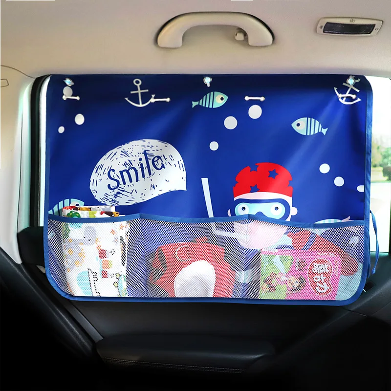 Automobilių šoninio lango skėtį nuo saulės užuolaidos Vaikų animacinių filmų saugojimo saulės saugojimo krepšys UV apsauga Automobilio siurbtukas užuolaidos