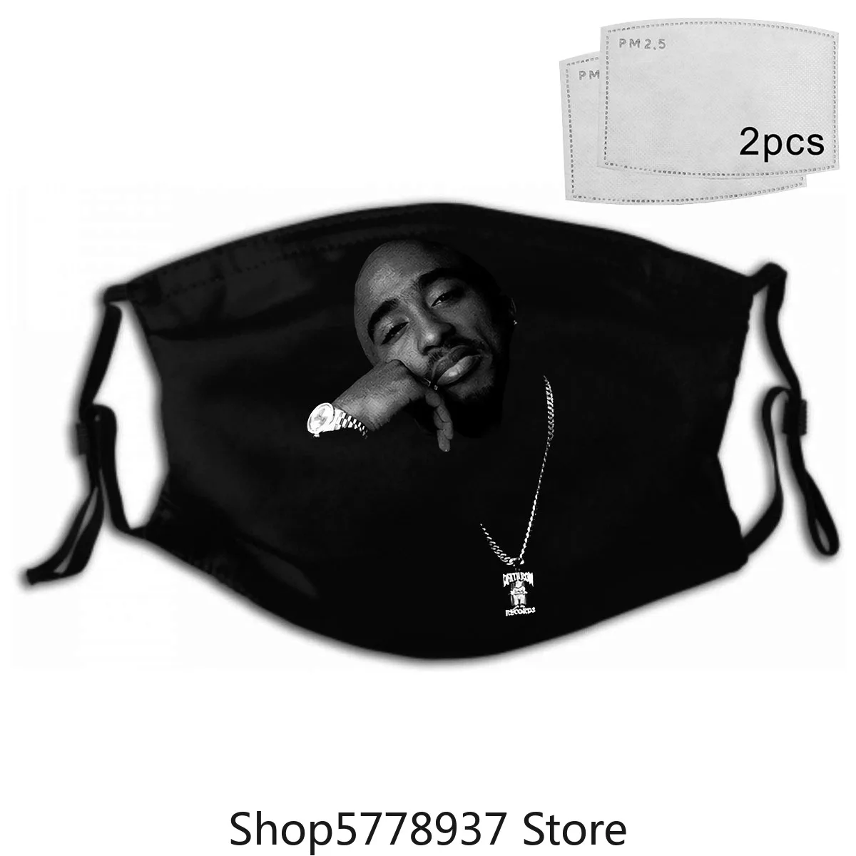 Derliaus 90S Tupac Shakur Mirties bausme Bootleg Grandinės Kaukė Rap kaukė Hip-Hop 2Pac