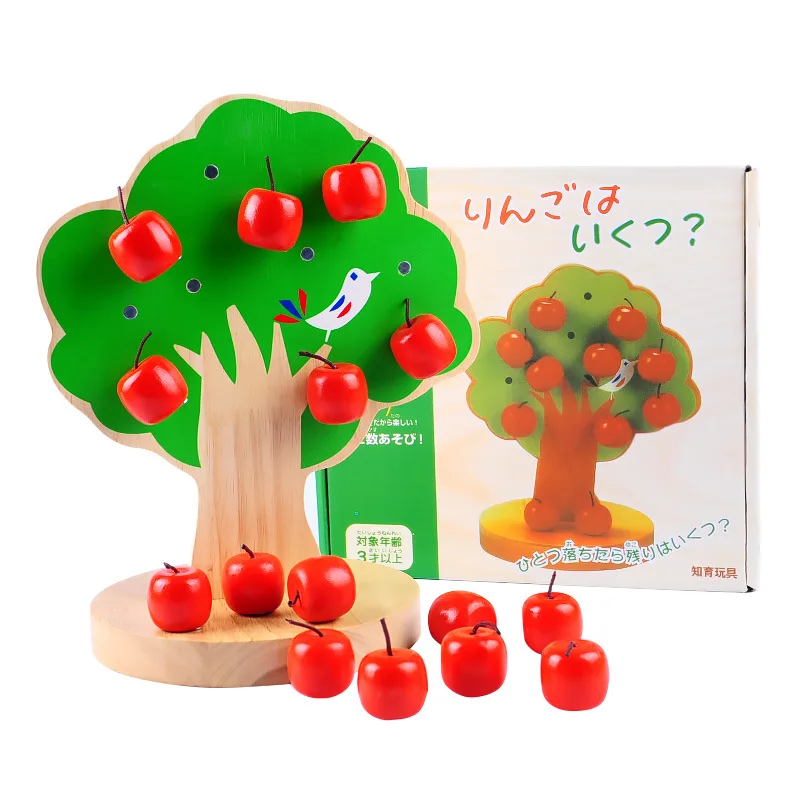 Mediniai Magnetiniai obelis Kūdikių Vaisių Skaičiavimo Vaisių ikimokyklinio Ugdymo Medinis Žaislas Pratimas Rankų judesių Koordinavimą Dovana