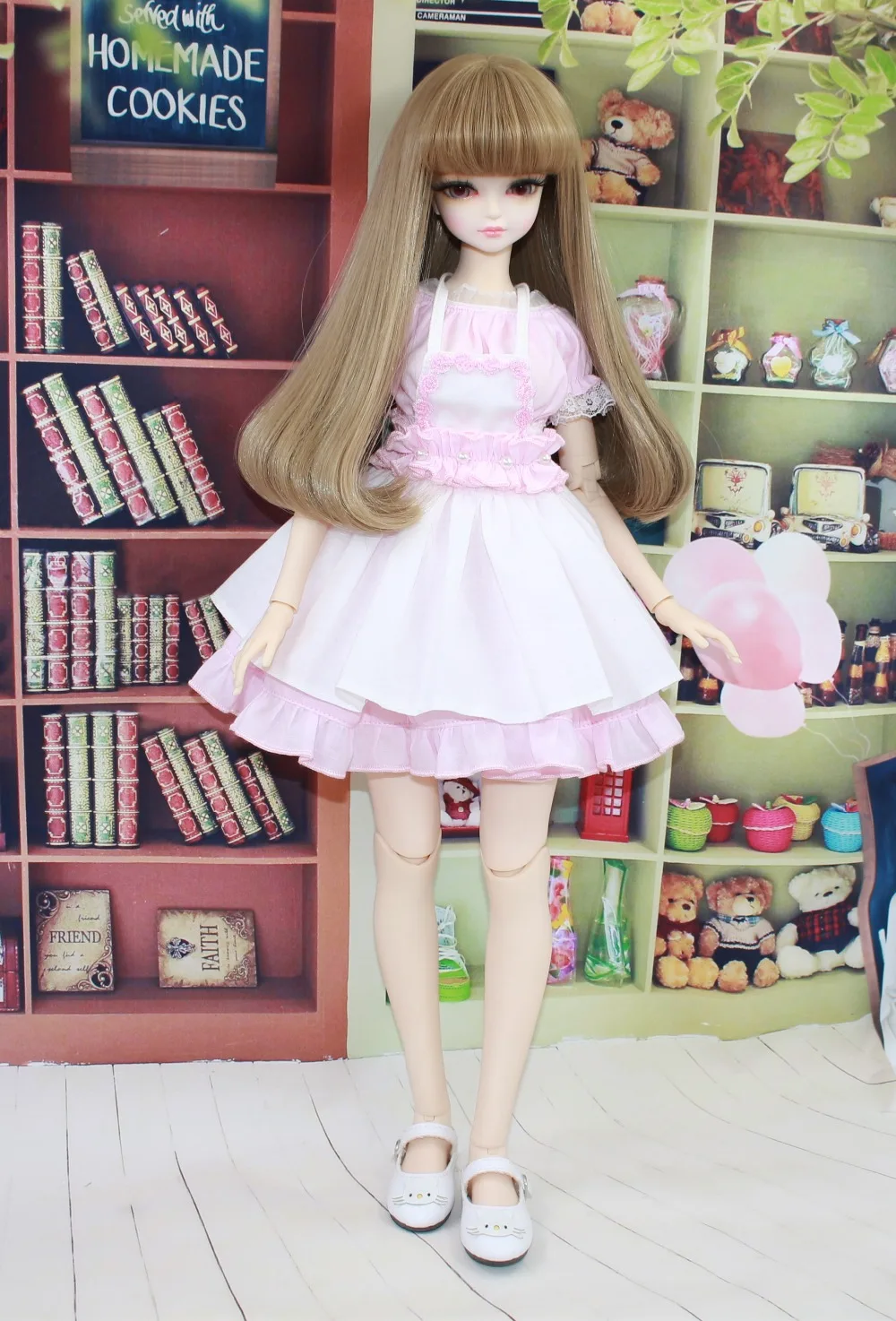 Svajonių Fėja tik 1/4 bjd 45cm lėlės rožinė Tarnaitė suknelė, diržas prijuostė lolita princess kostiumą drabužių, dovanų žaislas