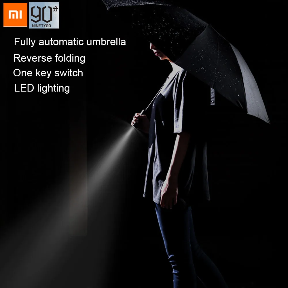 Xiaomi 90Fun Automatinio Reverso Sulankstomas Skėtis Vyrų Led Šviesos Vėjo Verslo Stiprus Skėtis Anti UV