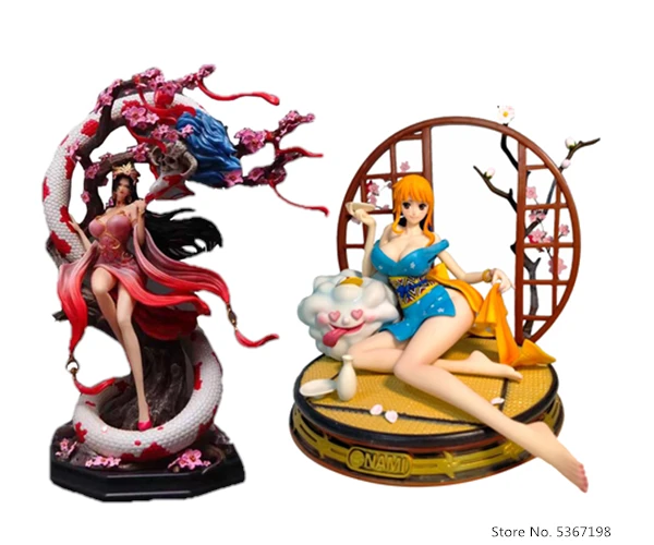 NAUJAS Anime One Piece Beždžionė D Luffy hancock nami Ginkluotųjų spalva GK Statula PVC Veiksmų Skaičius, Didelis dydis Kolekcijos Modelis Žaislą dovanų 25cm