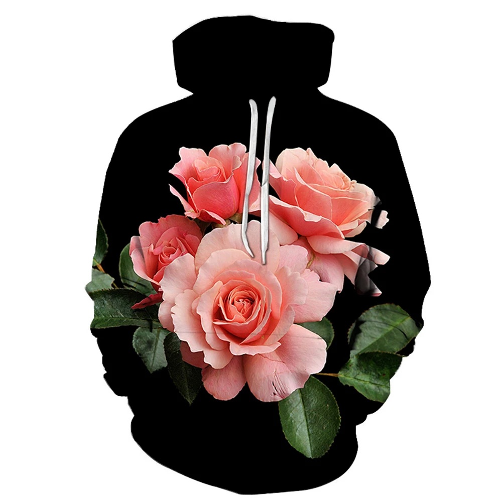 Naujas Mados 3D Spausdinimo Moterų Hoodies Juokinga Hoodies Rose Gėlės Žiedlapis Spalvinga Spausdinti Hotstyle Megztinis Rankovės Streetwear Palaidinukė